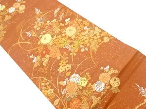 秋草模様織出し袋帯